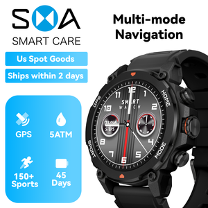 กีฬากลางแจ้ง นาฬิกาอัจฉริยะ เข็มทิศ บารอมิเตอร์ 5ATM กันน้ำ GPS แบบดูอัลแบนด์ อุปกรณ์เดินป่า สต็อกของสหรัฐอเมริกา - Product Image 5