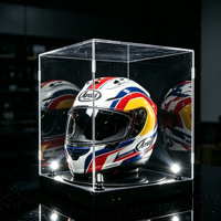 Boîte de présentation de casque en acrylique de qualité supérieure avec éclairage et support rotatif pour casque de moto et de F1