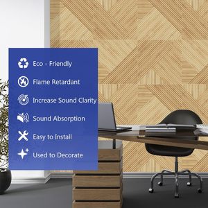 Panneau mural insonorisant auto-adhésif en <span class=keywords><strong>feutre</strong></span> PET, panneau acoustique 3D à grain <span class=keywords><strong>de</strong></span> <span class=keywords><strong>bois</strong></span> rainuré en fibre <span class=keywords><strong>de</strong></span> polyester pour hôtel, bureau, studio - Product Image 2