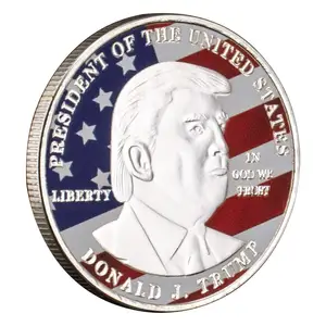 Presidente de American Donald Souvenir Gift Moneda chapada en plata Make American Great Again Challenge Coin