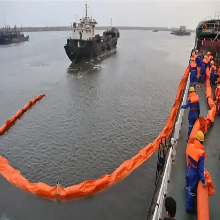 Environmental Oil Spill Containment Boom Pvc Floating Boom Seaweed Fence Barrier For Sea Pollution