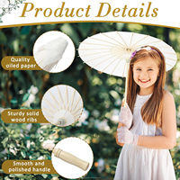 Parasol en papier huilé personnalisé, blanc, pour mariage, avec manche droit en bois, style chinois, en bambou, pour fête