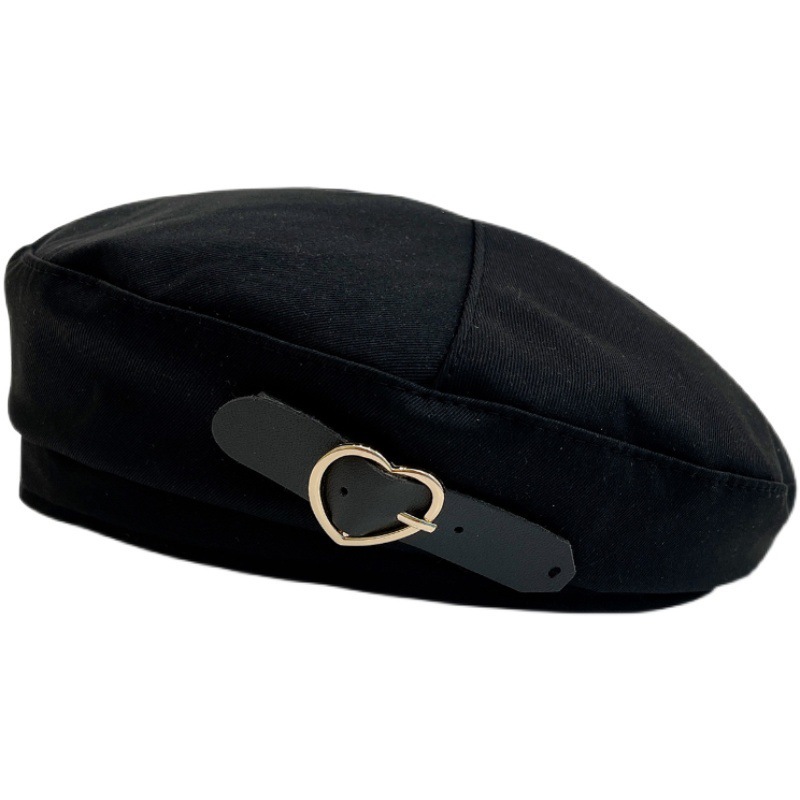 3242 Women\'s French Beret Cap - Cotton Fashion Solid Beret Hat With Buckle Buckle Beret | French Beret® main image 4