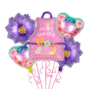 1set spagna madre vaso grembiule Foil Balloons girasole Baloes Heart Love Feliz Dia Mama Gifts Happy mother's Day Decorations - Product Image 4