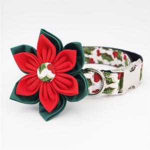 Collar de perro personalizado de Navidad con accesorio de flor floral - Product Image 1