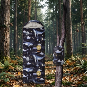 <strong>Whales</strong> Printed 3-Season Lightweight Waterproof Camping <strong>Sleeping</strong> <strong>Bag</strong> Polyester Filled Rectangular for Adults - Product Image 3