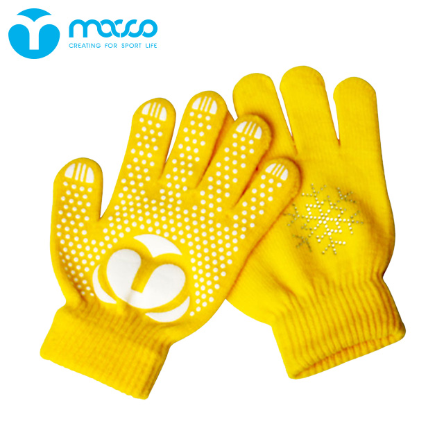 Утолщенные Нескользящие теплые перчатки macco для фигурного катания, точечное литье, процесс ледяного танца, катания на коньках, желтые для детей и взрослых