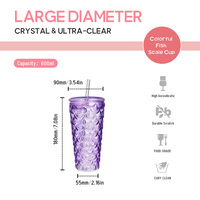 Gobelet en verre borosilicate de 600 ml Rainbow Sports Design avec couvercles et pailles, sans BPA, résistant à la chaleur, anti-fuite, pour boissons