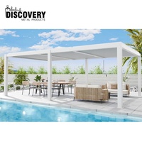 Gazebo extérieur Cort Pavilion persiennes latérales Auvent Arche en bois Pergola en aluminium Pergola à persiennes Pergola manuelle