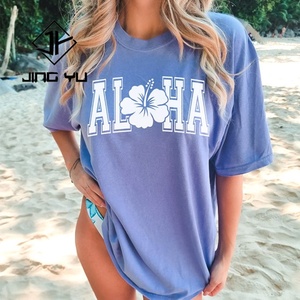 Camiseta de Algodón Orgánico Personalizada para Mujer con Estampado, Camiseta de Verano 100% Algodón, Holgada, Transpirable, con Cuello Redondo - Product Image 3