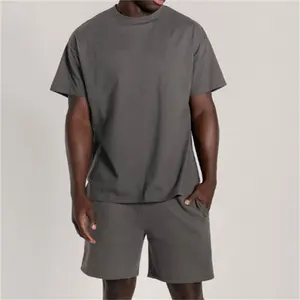 T-shirt imprimé pour hommes, ensemble deux pièces, haut et bas, Short à manches courtes, grande taille, été, 100%