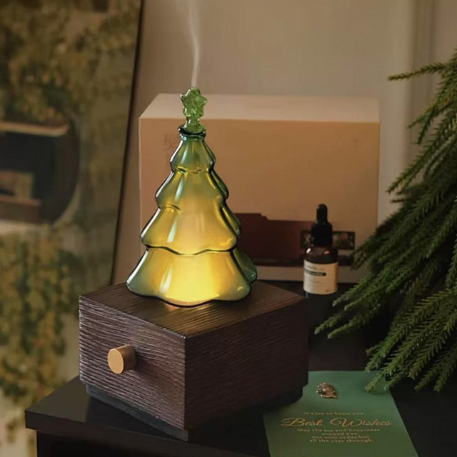OEM Wooden Waterless Essential Oil Diffuser for Home with LED Night Light