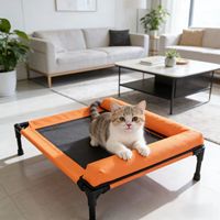 Nouveau lit surélevé en maille respirante et imperméable pour animaux de compagnie, pliable, avec housse amovible et lavable, idéal pour chats de taille moyenne – Collection été, vente flash