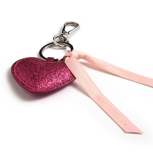 Wholesale High Quality Rose <b>Red</b> Heart Shape <b>Sequin</b> Leather Keychain - Product Image 5