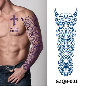 Adesivo de tatuagem temporária ts004 45x15.5cm, adesivo para homens corpo à prova d' água, para tatuagens em manga completa e com 20 estilos, azul herbal