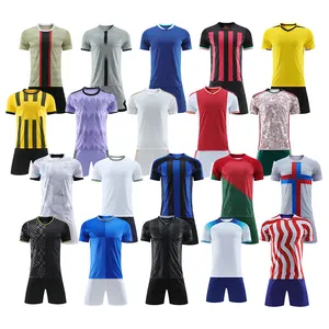 Camisa de futebol 100% poliéster para adultos, uniforme de qualidade da Tailândia, camisa de futebol de sublimação, conjunto para clubes e times 2022-2023