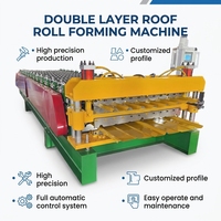 Machine de formage à froid de panneaux de toiture à double couche, équipement de production de tuiles en acier contrôlé par PLC pour la construction