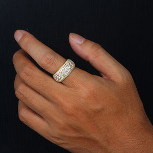 新着スパーキングジュエリーラウンドカットVvs <span class=keywords><strong>Moissanite</strong></span> 925シルバーヒップホップダイヤモンドリング婚約結婚指輪男性用 - Product Image 5