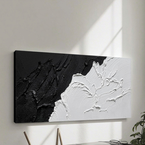 Cgxart trừu tượng vải tường nghệ thuật kim loại khung thiết kế hiện đại handmade đen trắng hình ảnh cho phòng ngủ/phòng khách/phòng tắm 20x40 - Product Image 3