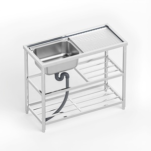 Évier autoportant en acier inoxydable, station de travail commerciale à bassin unique, évier de <span class=keywords><strong>cuisine</strong></span> à trou unique avec étagère de rangement - Product Image 6