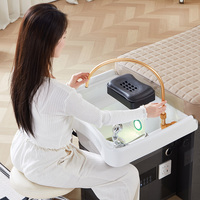 Table de lavage de cheveux professionnelle inclinable avec design incurvé, cuvette en céramique, pour massage thaïlandais, hydrothérapie et lit de spa capillaire