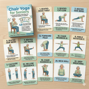 Tarjetas <span class=keywords><strong>de</strong></span> Yoga para Personas Mayores - 48 Ejercicios Ilustrados para Sentarse - Impresión Grande y Fácil <span class=keywords><strong>de</strong></span> Leer - Regalo para la Movilidad y el Bienestar - Product Image 2