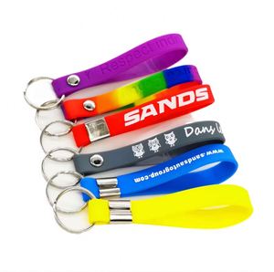 Customized Silicone Wristband <b>Keychain</b>, <b>Custom</b> Logo, Text Gifts, Promotional Bracelets, Advertising Keychains, Wristbands - Product Image 1