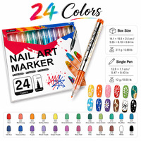 Ensemble de stylos marqueurs pour nail art à pointe extra fine, 6 à 24 couleurs, pour la création de motifs d'ongles DIY, pour salon et usage domestique