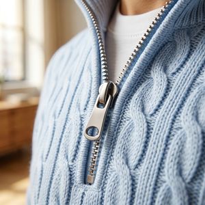 Suéter de punto estilo Old Money para hombre, con logotipo personalizado, fabricante OEM, jersey de algodón, proveedor con MOQ bajo, jersey con cremallera y cuello alto - Product Image 6