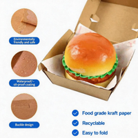 Caja de Hamburguesas de Papel Kraft Desechable Personalizada, Impermeable y Portátil para Sushi y Hamburguesas, Envase de Alimentos Reciclable