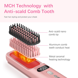 Cepillo Eléctrico Inalámbrico Portátil para Alisar el Cabello para Mujer, Cepillos Eléctricos para el Cabello - Product Image 1
