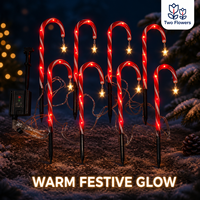 Lampes solaires de Noël en forme de canne à sucre, étanches, en PVC, pour l'extérieur, lumières LED pour allée, jardin, cour, patio