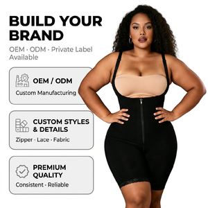 Faja Moldeadora de Mujer sin Costuras con Etiqueta Privada de Fábrica al por Mayor, Body con Cremallera Frontal y Busto Abierto, Pantalones Cortos de Cintura Alta con Encaje - Product Image 4