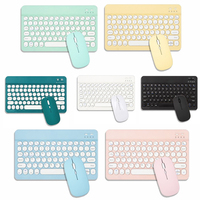 Set combo Keyboard dan Mouse 10 inci Retro, kunci bulat beberapa warna untuk windows IOS Android OS