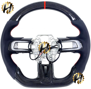 Volant <span class=keywords><strong>de</strong></span> voiture en fibre <span class=keywords><strong>de</strong></span> carbone personnalisé HZ pour Ford Mustang 2015-2023, cuir perforé, style très vendu avec fonction <span class=keywords><strong>de</strong></span> chauffage - Product Image 1