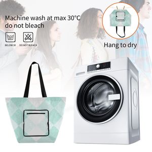 Bolsa de Mano Personalizada de Nailon, Color Blanco Menta, con Diseño de Diamantes, Bolsillo con Cremallera, para Compras y Promoción Comercial - Product Image 6
