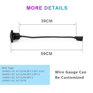15アンペアACポートプラグ125ボルト電源インレット防水電気コンセントレセプタクル、18インチ<span class=keywords><strong>3</strong></span>線延長コード付き - Product Image 2