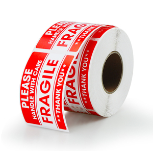 Red Fragile <b>Labels</b> Self-Adhesive Rectangular Paper Stickers This Side Die-Cut <b>Waterproof</b> Shipping <b>Labels</b> - Product Image 4