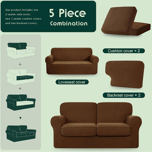 ปลอกโซฟา5ชิ้นผ้าคลุมโซฟา2ที่นั่งมีพนักพิงและเบาะแยก2ชิ้นพร้อมแถบยางยืดผ้าสแปนเด็กซ์ - Product Image 5