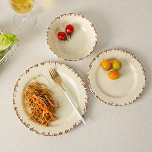 Conjunto de vajilla de comedor de lujo, conjunto de vajilla beige, vajilla de melamina redonda de calidad, conjunto de plato de desayuno - Product Image 2