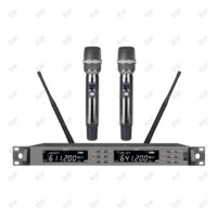 Système de microphone sans fil professionnel double canal UHF EIF HD-1000 avec micros cravate et main, cardioïde, connecteur XLR métallique, réduction du bruit