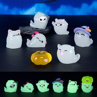 Figurines en résine miniatures phosphorescentes d'Halloween en gros : Décorations fantômes, citrouilles et pierres tombales pour maisons de poupées, micro-paysages et loisirs créatifs DIY