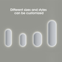 Miroir de salle de bain ovale LED moderne avec écran tactile rétroéclairé, anti-buée, personnalisé pour fabricants, vente en gros, pour hôtel
