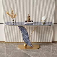 Table console moderne de luxe en métal écologique avec base courbée artistique pour l'entrée, le salon, la salle à manger, la décoration de la maison