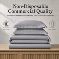 Parure de lit gris clair pour maison d'hôtes, location vacances et séjour chez l'habitant – Literie lavable et durable pour usage quotidien des invités
