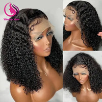 Perruque Courte Bob Frisée Kinky Pas Chère en Cheveux Humains, Perruques Lace Front en Cheveux Naturels pour Femmes Noires, Perruques Frontales HD en Cheveux Vietnamiens Bruts