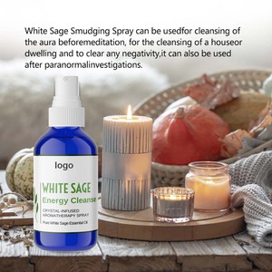 Spray de limpieza de salvia blanca, aceites esenciales de limpieza de energía sagrada, niebla de cristal infundida, espray de salvia, niebla de protección Aura - Product Image 2