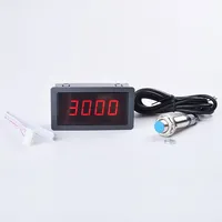 4-digital merah hijau biru LED pengukur kecepatan RPM Tachometer Hall Sensor jarak pengukuran 10-6. 9999RPM DC 8-15V rentang speedo
