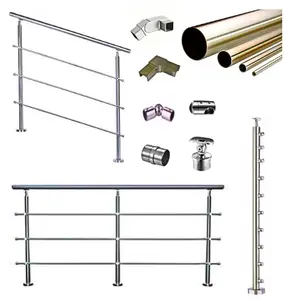 Hot Design Rod Bar Pipe Railing Vertical Handrail For Curved Stairs Customized Guard Round Tube Rod Railing