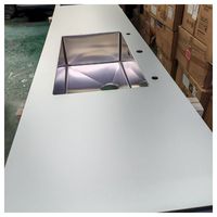 Meuble de cuisine en placage de qualité supérieure, acier inoxydable, élégant, imperméable, ignifuge, durable pour appartement spacieux